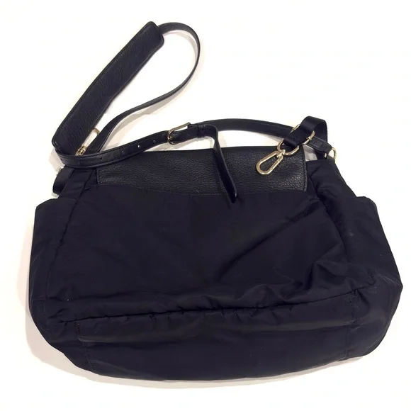 TORY BURCH Thea Black Nylon Pebble Leather Bag - Picture 8 of 13